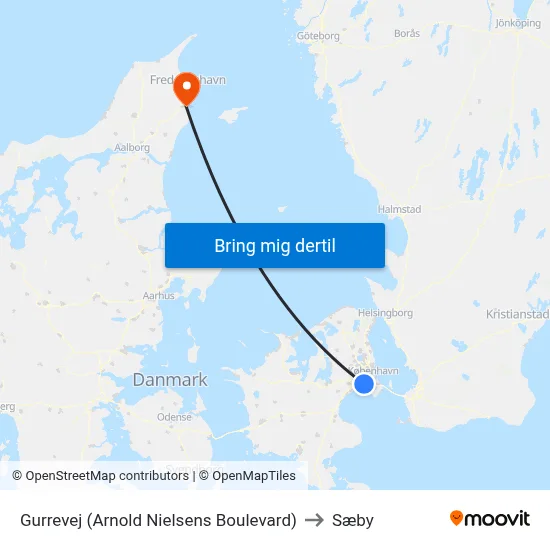Gurrevej (Arnold Nielsens Boulevard) to Sæby map