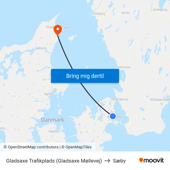 Gladsaxe Trafikplads (Gladsaxe Møllevej) to Sæby map