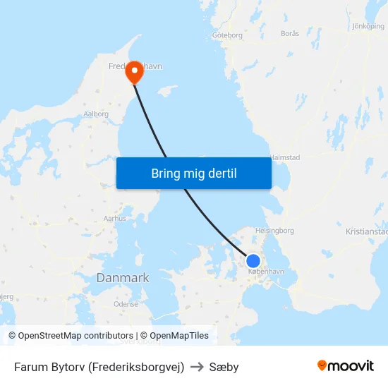 Farum Bytorv (Frederiksborgvej) to Sæby map