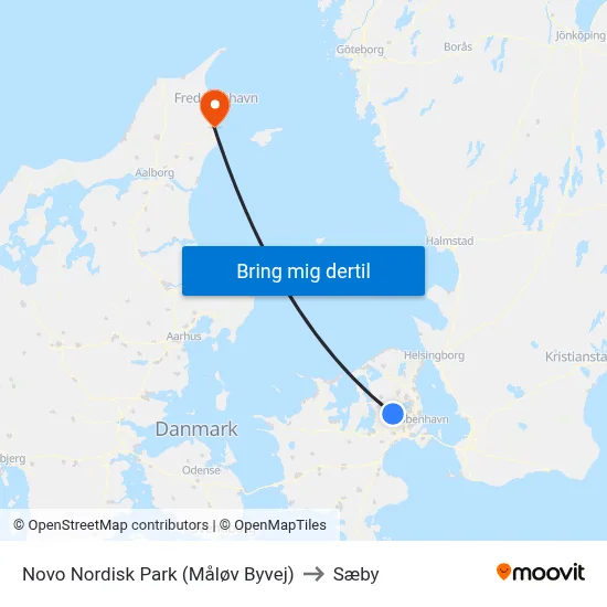 Novo Nordisk Park (Måløv Byvej) to Sæby map