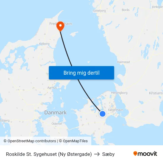 Roskilde St. Sygehuset (Ny Østergade) to Sæby map