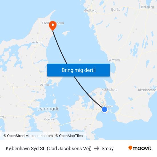 København Syd St. (Carl Jacobsens Vej) to Sæby map