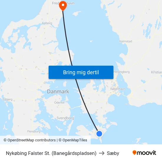 Nykøbing Falster St. (Banegårdspladsen) to Sæby map
