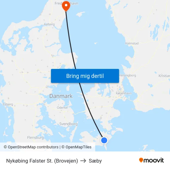 Nykøbing Falster St. (Brovejen) to Sæby map