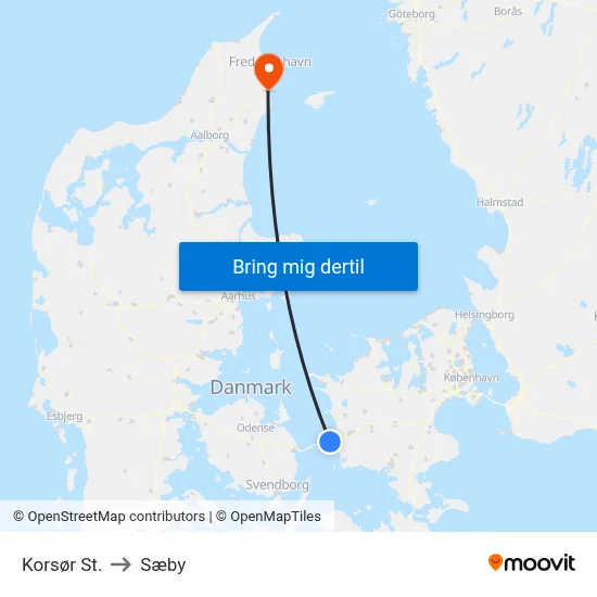 Korsør St. to Sæby map