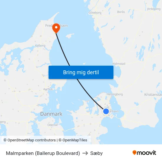 Malmparken (Ballerup Boulevard) to Sæby map