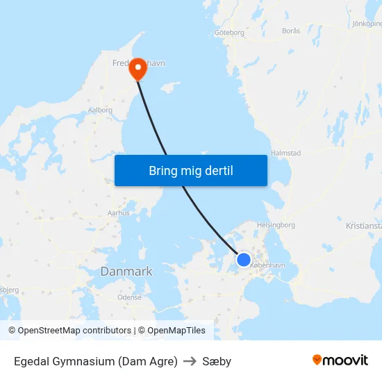 Egedal Gymnasium (Dam Agre) to Sæby map