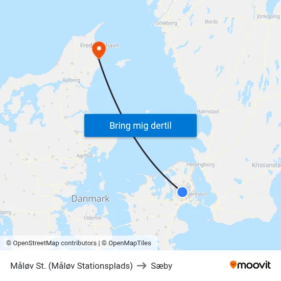 Måløv St. (Måløv Stationsplads) to Sæby map