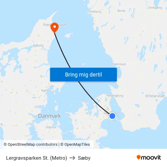 Lergravsparken St. (Metro) to Sæby map