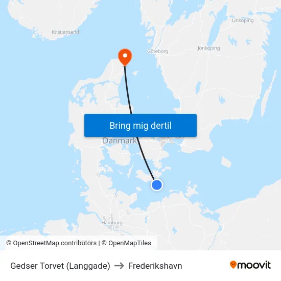 Gedser Torvet (Langgade) to Frederikshavn map
