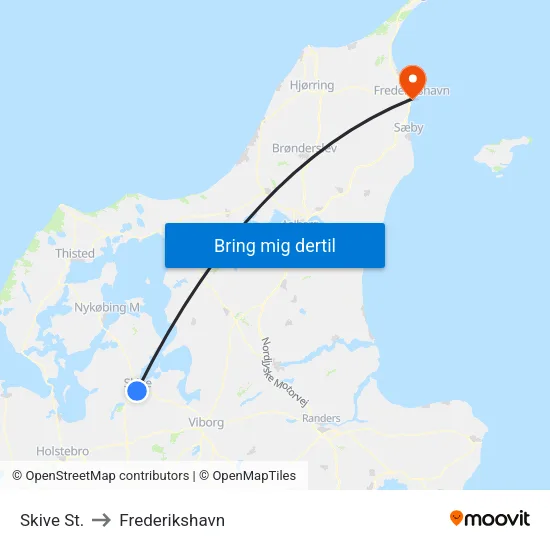 Skive St. to Frederikshavn map
