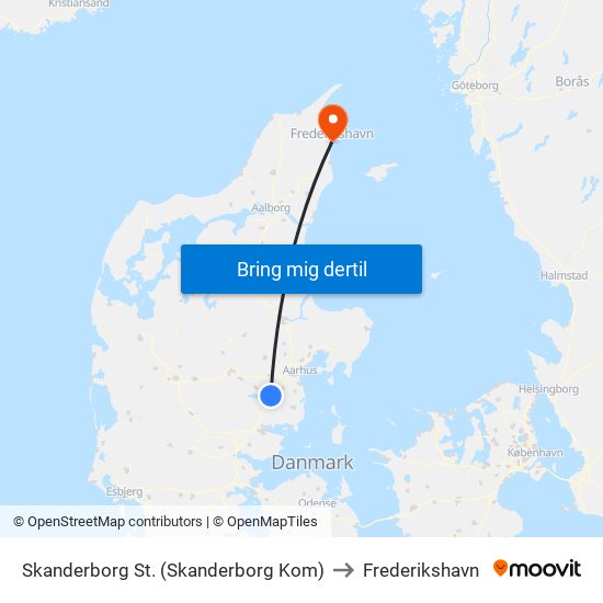 Skanderborg St. (Skanderborg Kom) to Frederikshavn map