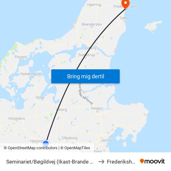 Seminariet/Bøgildvej (Ikast-Brande Kom) to Frederikshavn map