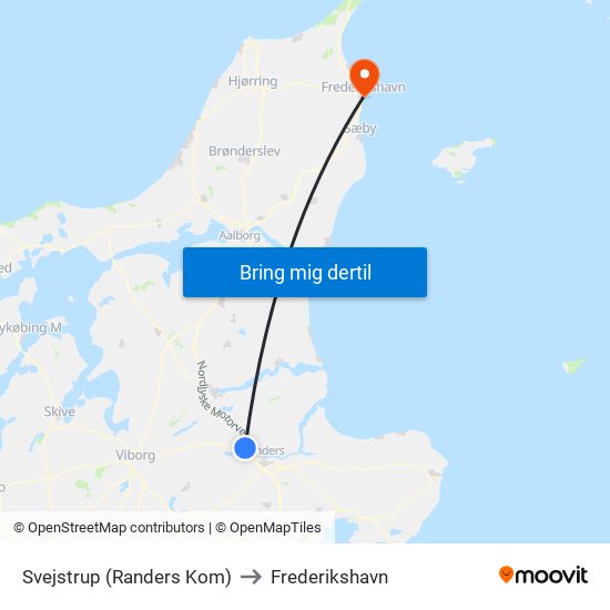 Svejstrup (Randers Kom) to Frederikshavn map