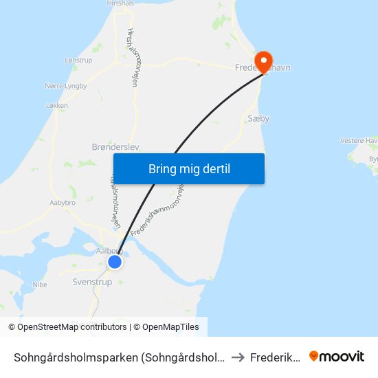 Sohngårdsholmsparken (Sohngårdsholmsvej / Aalborg) to Frederikshavn map