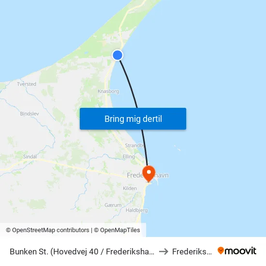Bunken St. (Hovedvej 40 / Frederikshavn Komm.) to Frederikshavn map