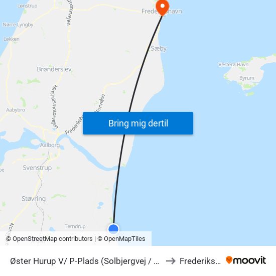 Øster Hurup V/ P-Plads (Solbjergvej / Øster Hurup) to Frederikshavn map