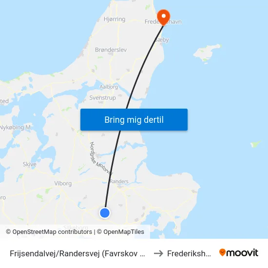 Frijsendalvej/Randersvej (Favrskov Kom) to Frederikshavn map