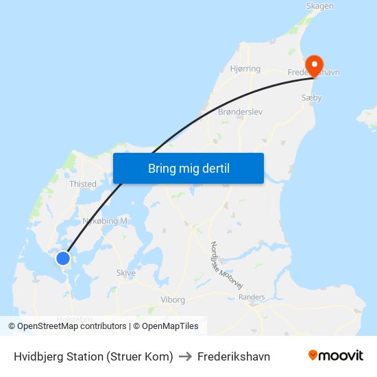 Hvidbjerg Station (Struer Kom) to Frederikshavn map