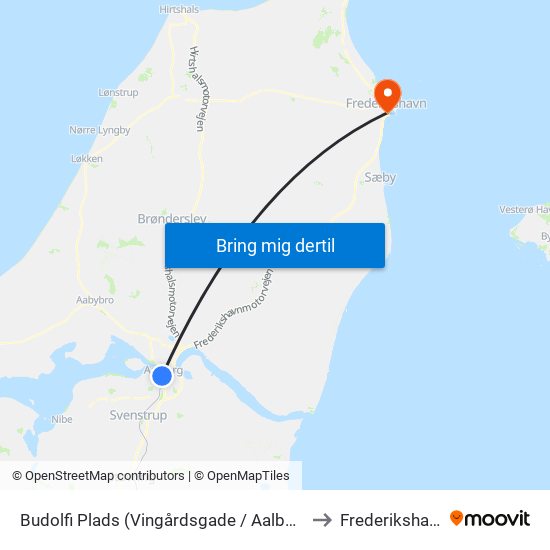 Budolfi Plads (Vingårdsgade / Aalborg) to Frederikshavn map