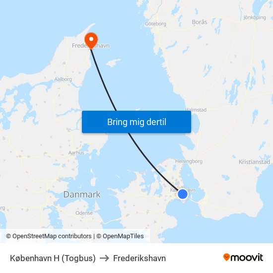 København H (Togbus) to Frederikshavn map