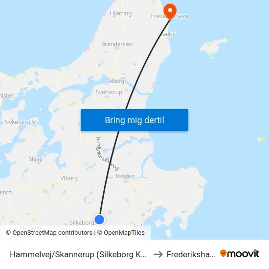 Hammelvej/Skannerup (Silkeborg Kom) to Frederikshavn map
