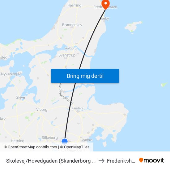 Skolevej/Hovedgaden (Skanderborg Kom) to Frederikshavn map
