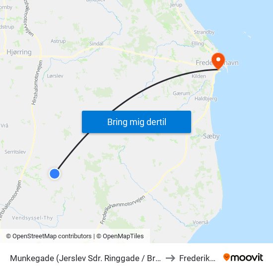 Munkegade (Jerslev Sdr. Ringgade / Brø.Slev Komm.) to Frederikshavn map