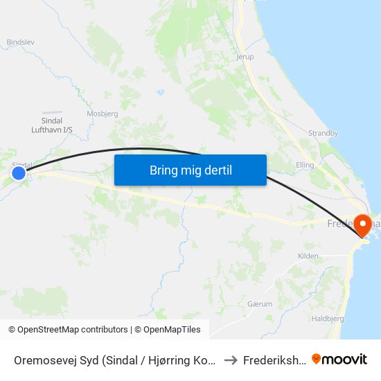 Oremosevej Syd (Sindal / Hjørring Kommune) to Frederikshavn map