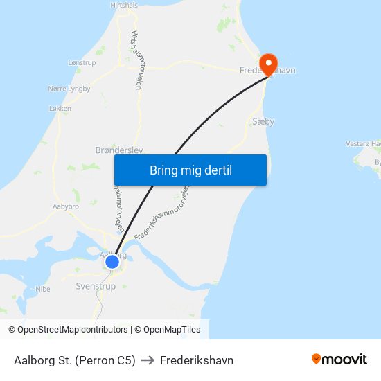 Aalborg St. (Perron C5) to Frederikshavn map