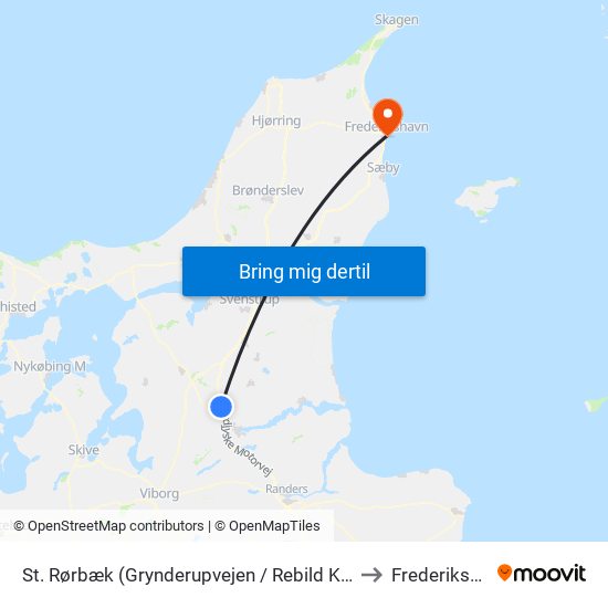 St. Rørbæk (Grynderupvejen / Rebild Kommune) to Frederikshavn map