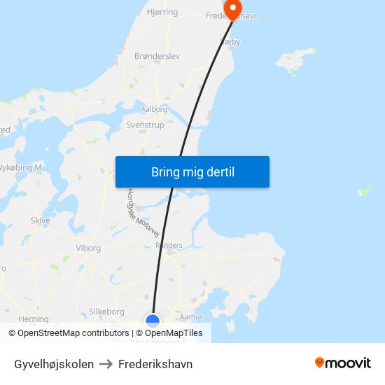 Gyvelhøjskolen to Frederikshavn map