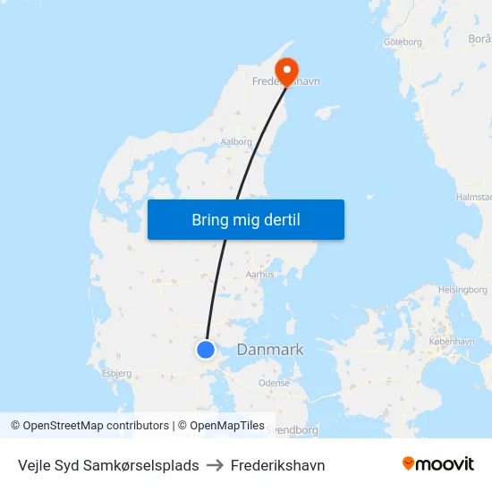 Vejle Syd Samkørselsplads to Frederikshavn map