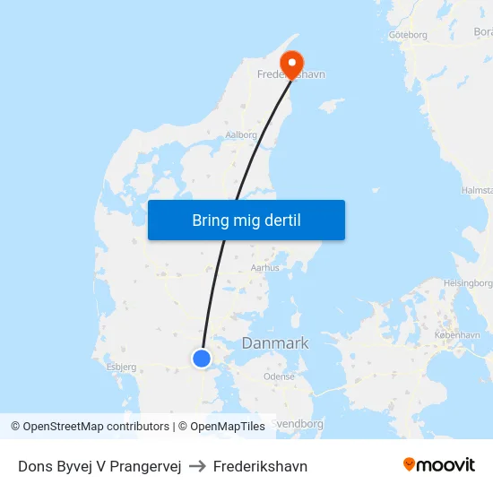 Dons Byvej V Prangervej to Frederikshavn map