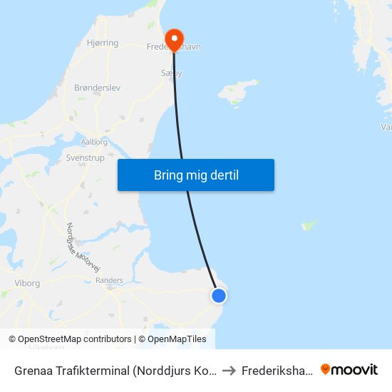 Grenaa Trafikterminal (Norddjurs Kom) to Frederikshavn map