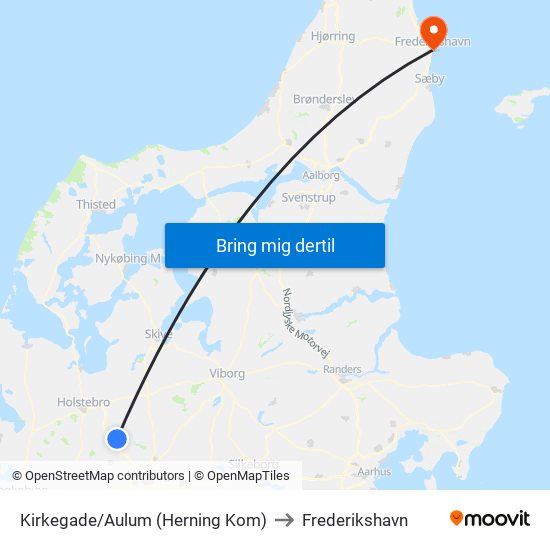 Kirkegade/Aulum (Herning Kom) to Frederikshavn map