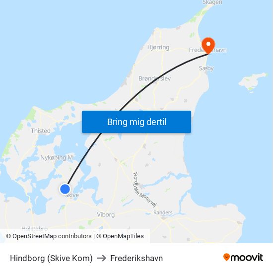 Hindborg (Skive Kom) to Frederikshavn map