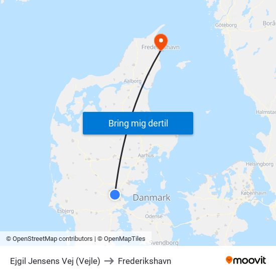 Ejgil Jensens Vej (Vejle) to Frederikshavn map