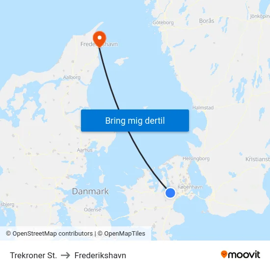 Trekroner St. to Frederikshavn map