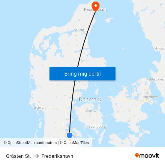 Gråsten St. to Frederikshavn map