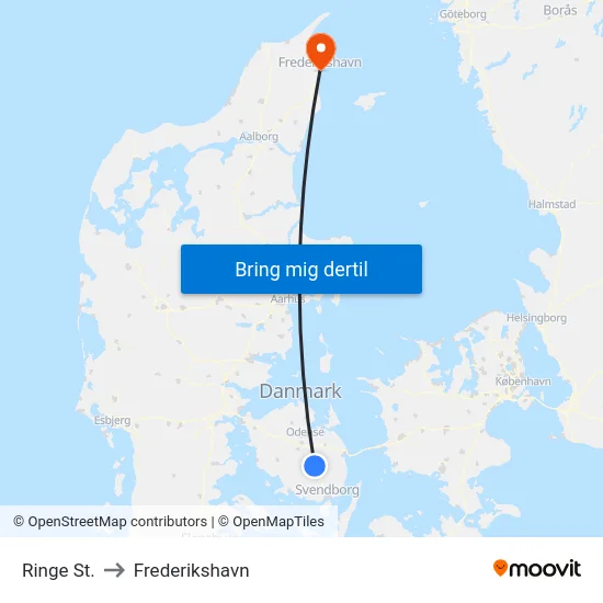 Ringe St. to Frederikshavn map