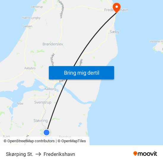 Skørping St. to Frederikshavn map