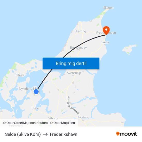 Selde (Skive Kom) to Frederikshavn map