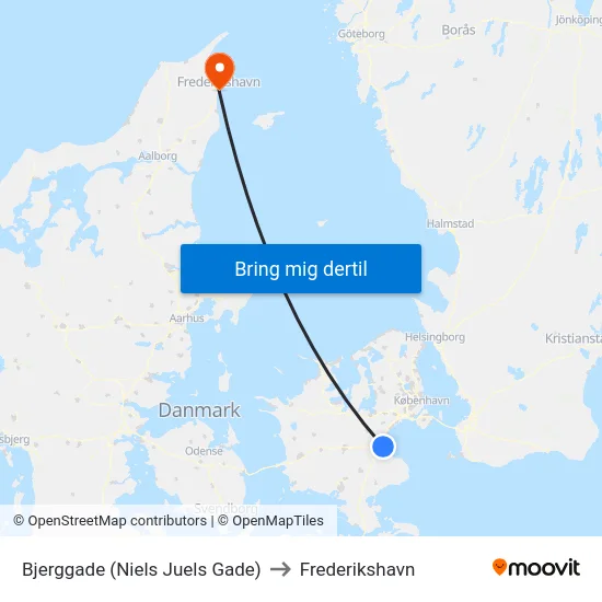 Bjerggade (Niels Juels Gade) to Frederikshavn map