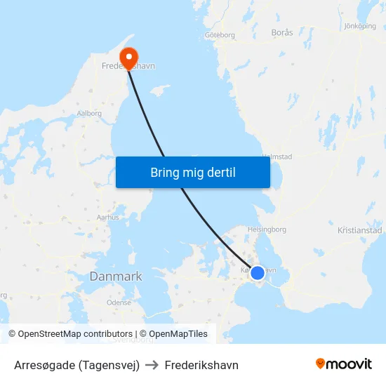 Arresøgade (Tagensvej) to Frederikshavn map