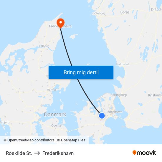 Roskilde St. to Frederikshavn map