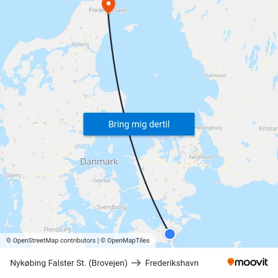 Nykøbing Falster St. (Brovejen) to Frederikshavn map