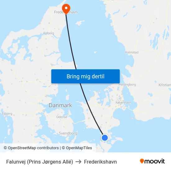 Falunvej (Prins Jørgens Allé) to Frederikshavn map