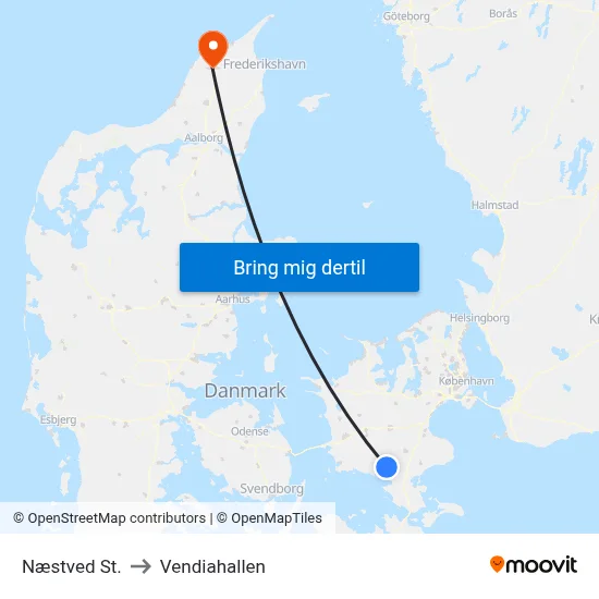 Næstved St. to Vendiahallen map