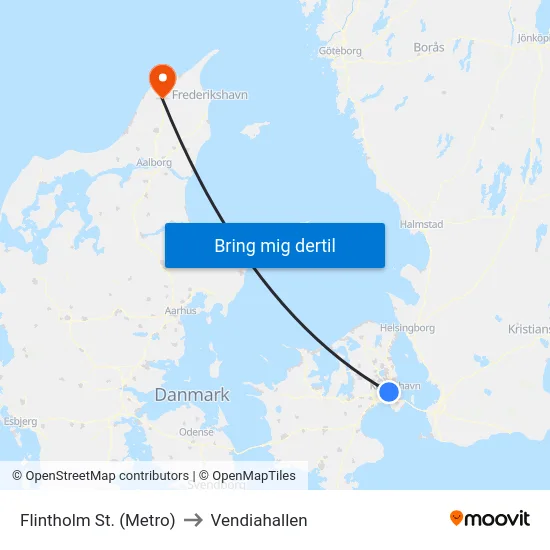 Flintholm St. (Metro) to Vendiahallen map